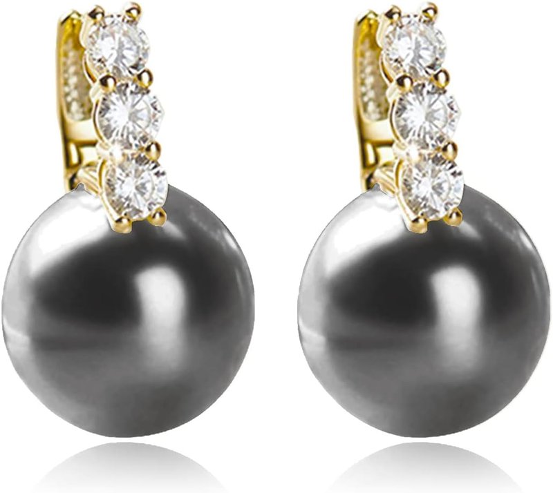 KesaPlan Pearl Earrings for Women Girls 14K Gold Plated Hypoallergenic Pearl Earrings 5A Cubic Zirconia Dangle Earrings Elegant Jewelry for Gifts