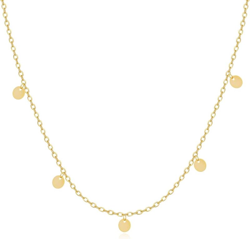 MIDEEO 14K Gold Leaf Pendant Necklaces for Women Dainty Sun Coin Choker Medallion Moon Star Necklace Minimalist Jewelry