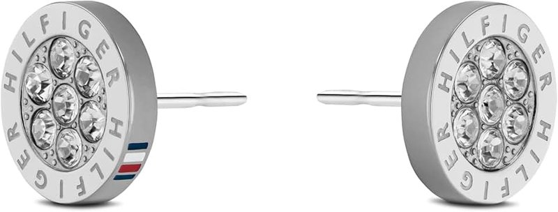 Tommy Hilfiger Women's Stainless Steel & Crystals Stud Earrings, 2780565, Silver, One Size