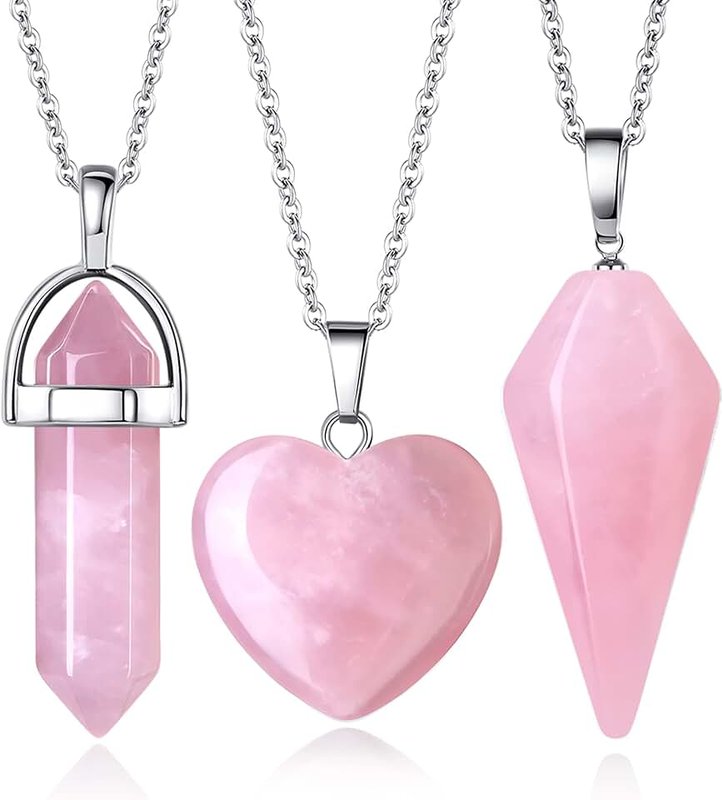 QINJIEJIE Natural Amethyst Necklace Pendant Crystals and Healing Stones Heart Love Real Gemstone Necklace for Women Trendy Meditation Holiday Women Gift 0.8"