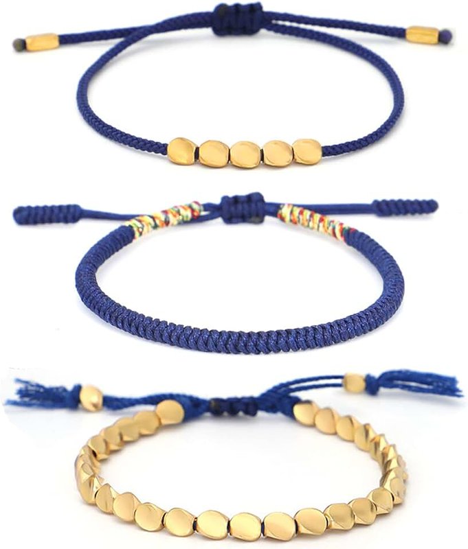 COLORFUL BLING Handmade Weave Tibetan Buddhist Woven Knots Bracelets Mens Womens Lucky Red String Bracelets for Protection Jewelry