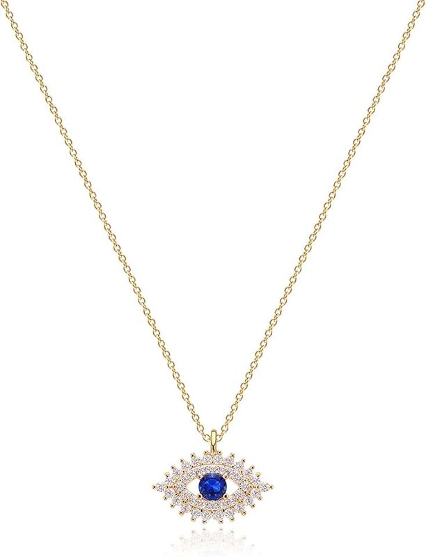 Mevecco Gold Dainty Evil Eye Necklace for Women 18K Gold Plated Cute Delicate Solitaire Cubic Zirconia Boho Protection Evil Eye Minimalist Simple Necklace Gift…