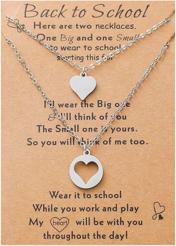 INENIMARTJ Back to School Gifts Mommy and Me Necklace,Mother Daughter Son Necklace Set for 2,First Day of Kindergarten Necklace for Teen Girls Jewelry