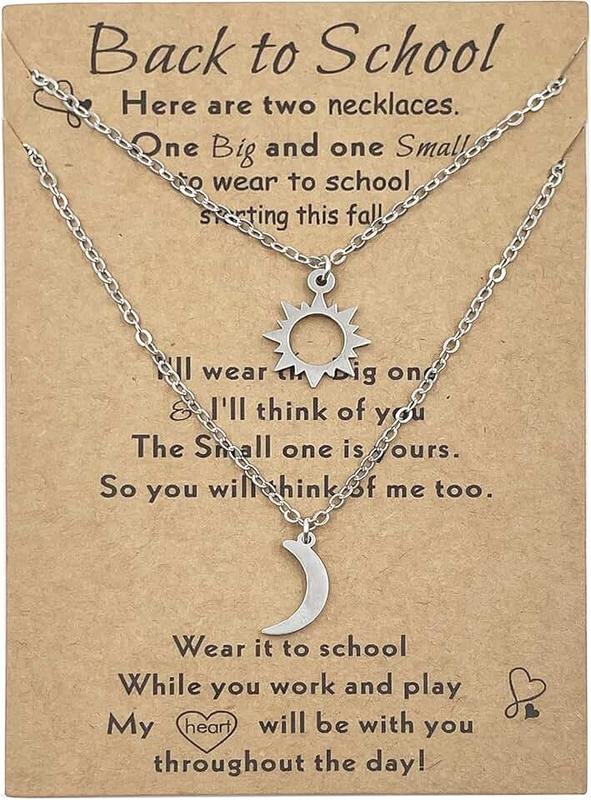 INENIMARTJ Back to School Gifts Mommy and Me Necklace,Mother Daughter Son Necklace Set for 2,First Day of Kindergarten Necklace for Teen Girls Jewelry