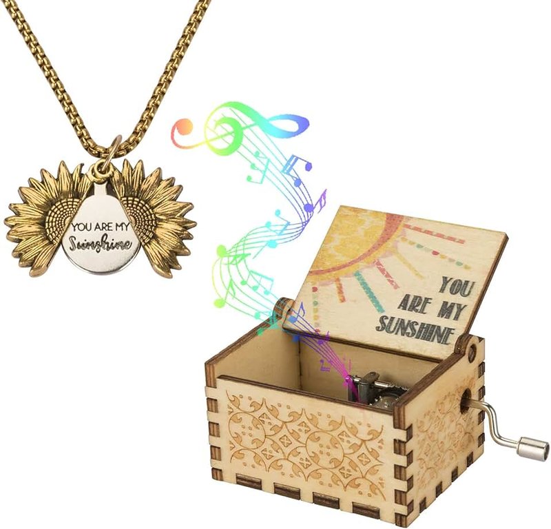 DIQMIAQ DIQMIAQ You are My Sunshine Music Boxes, Metal Titanium Steel, No Gemstone