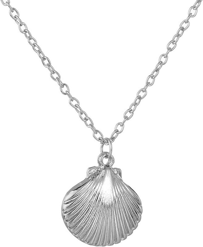 Seashell Necklace Nautical Jewelry Charms Necklace Silver Photo Locket Necklace for Women Girls with Picture Locket Necklace Gifts for Child