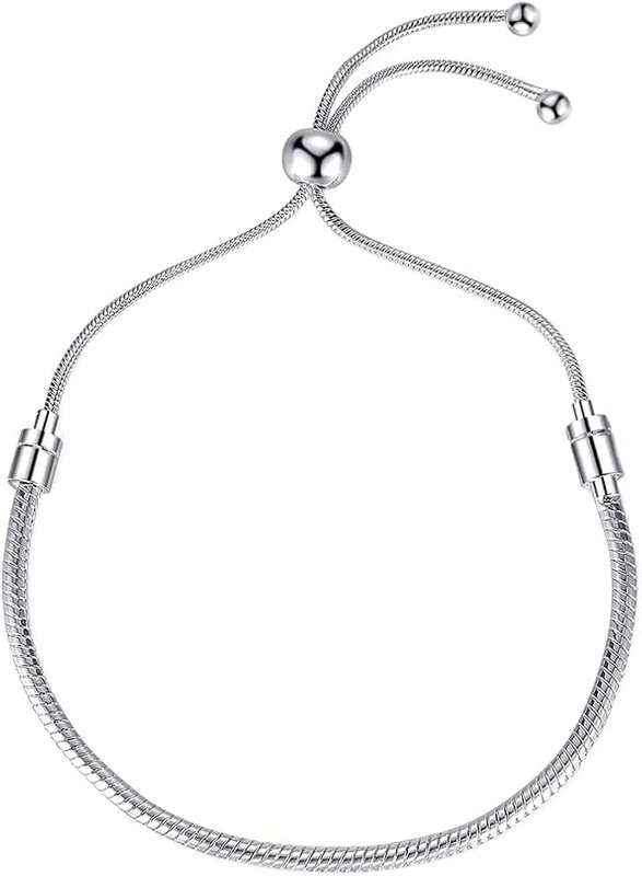 YangQian Chain Bracelets for Jewelry Making Kit for Womens Charm Bracelet Snake Chain Bracelet Sterling Silver Braclets for Women Girls Adjustable Slider Charms