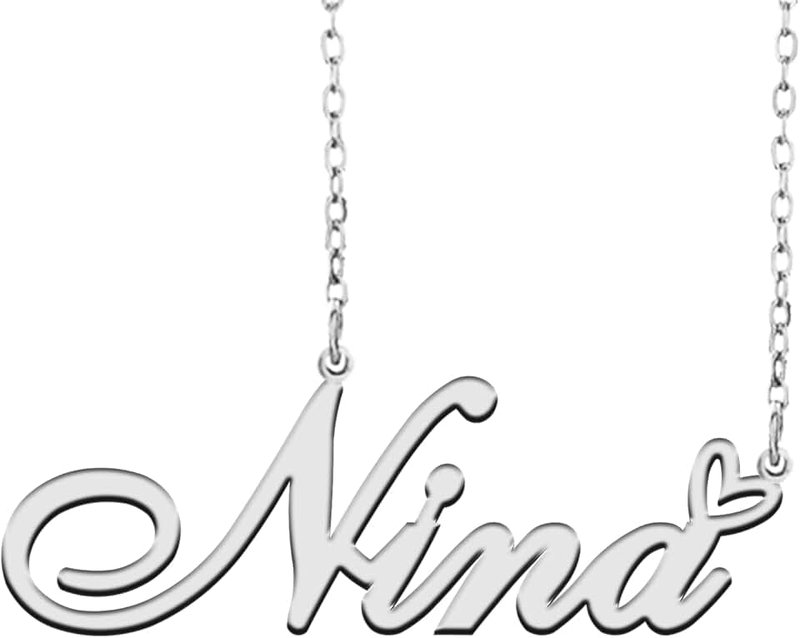 RONKAHSHOW Custom Name Necklace Customized Personalized Pendant Name Necklace with Heart Name Necklace for Women Best Gift for Girl Birthday Mother’Day Christmas Wedding