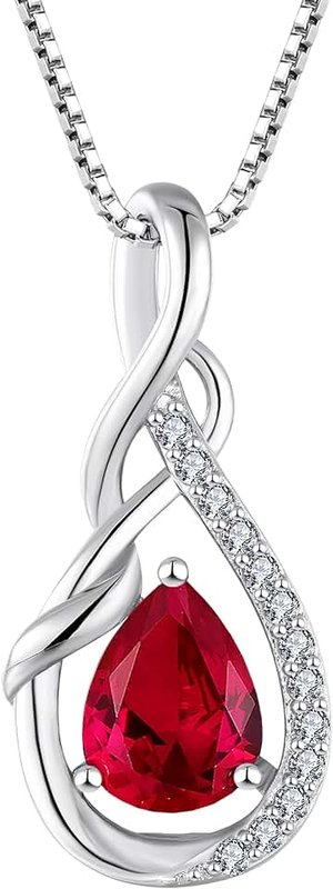starchenie Infinity Teardrop Pendant Necklace for Women 925 Sterling Silver Birthstone Jewelry