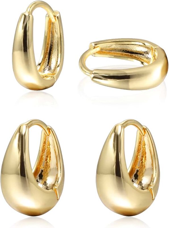 Krstudent Small Hoop Earrings for Women 18K Gold Plated Hoop Huggie Earrings for Women