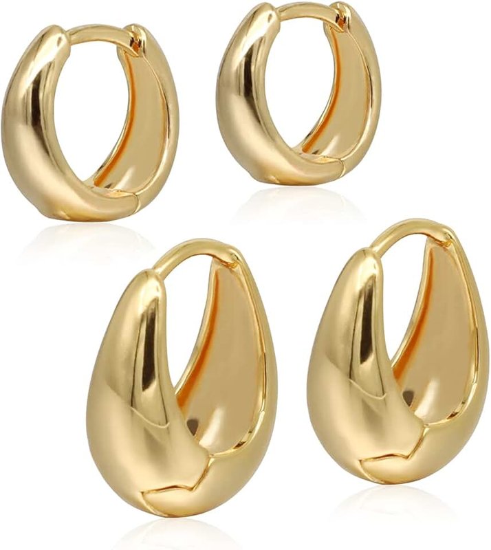 Krstudent Small Hoop Earrings for Women 18K Gold Plated Hoop Huggie Earrings for Women