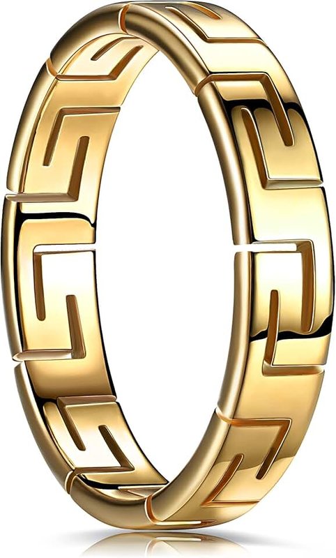 King Ring Greek Key Pattern 4mm Ring for Men and Women – Stainless steel ring – Stylish and Attractive design – Hypoallergenic ring – Viking Pattern
