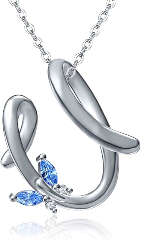 CHENGHONG Initial Necklace Butterfly Silver Name Pendant Necklaces with 26 Alphabet Letter Personalised Jewellery Gifts for Women Girls Best Friends
