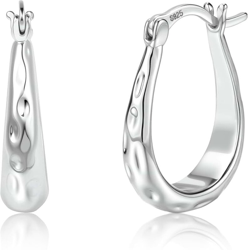 ALEXCRAFT 925 Sterling Silver Hoop Earrings for Women Silver Oval Hoop Earrings Hypoallergenic Little Small U Shaped Hoops Earring for Jewelry Gifts