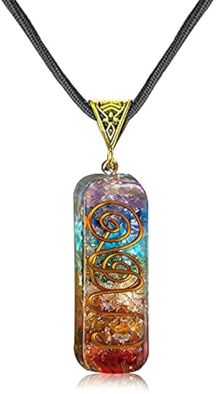 DEEPOW ANLACOCN Healing 7 Chakra Necklace with Rainbow Crystals Orgone Energy Generator for Balancing 7 Chakras, Meditation Yoga Spiritual Jewelry