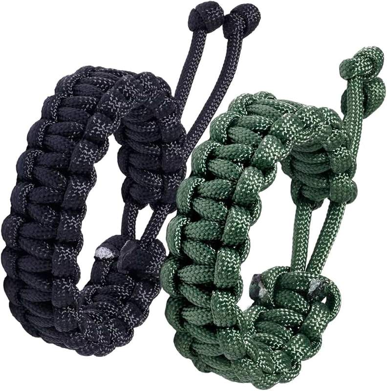 JEWEVER Paracord Survival Bracelets Braided Paracord Handmade Rope for Couples Men Women Adjustable Size(Set of 2)