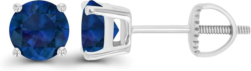 DECADENCE 14K Gold Plated 925 Sterling Silver Hypoallergenic 5mm Round Genuine Birthstone Solitaire Screwback Stud Earrings