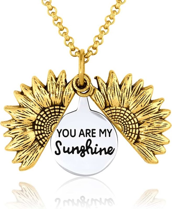 Bee Kind The Original You Are My Sunshine Sunflower Necklace for Girls - A Sunflower Locket Necklace Made With Stainless Steel and 18K Gold Plating comes with Personalized Gift with Box for Women