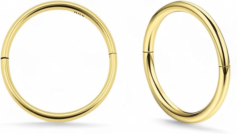 Serenity Sleepers 24K Gold Plated Sterling Silver Seamless Sleeper Hoops - Hypoallergenic 18G Hinged Earrings for Continuous Wear (8mm-14mm) - Premium Body Jewellery Unisex Women Men