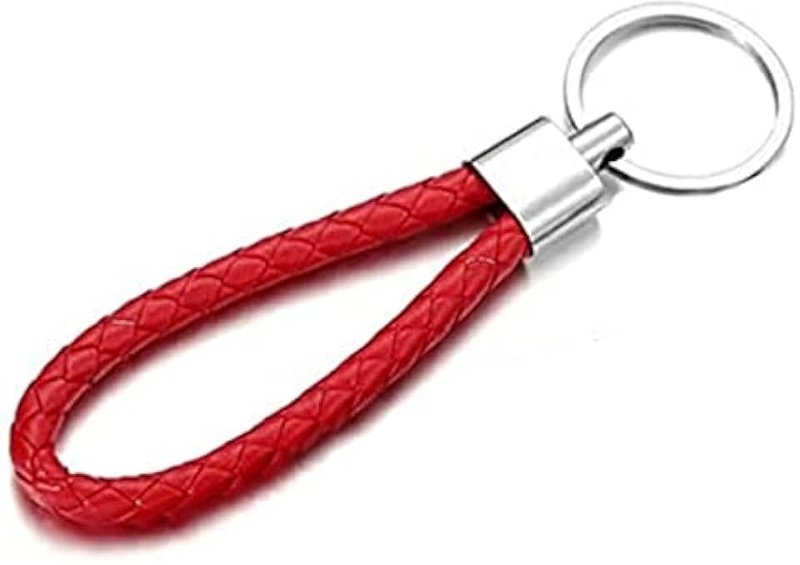 Nomel 5 Colors Braided PU Leather Strap Keyring Keychain, Leather Keyring, Personalised Keychain, Car Key Chain Ring DIY Rope Keyring for Men or Women