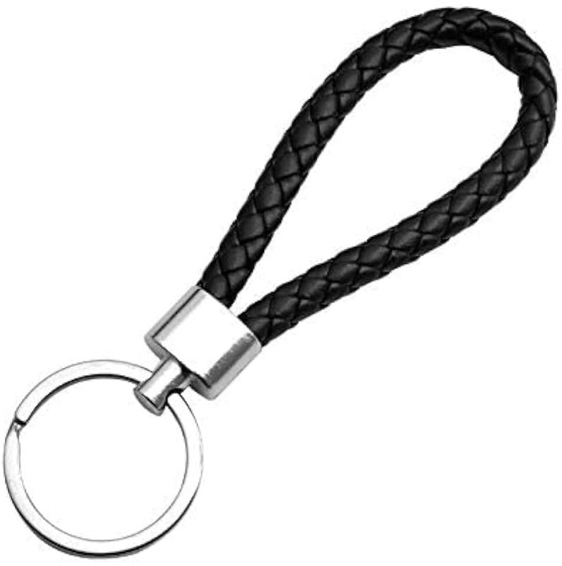 Nomel 5 Colors Braided PU Leather Strap Keyring Keychain, Leather Keyring, Personalised Keychain, Car Key Chain Ring DIY Rope Keyring for Men or Women