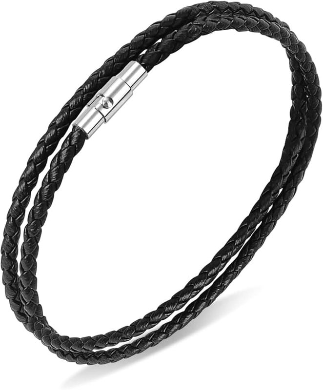 Yolev Leather braided Bracelet Double Wrap Braided Leather Bracelet for Men Women Speroto New Mens Bracelet Bead and Leather Braided
