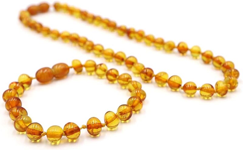 Generic Amber Necklace & Bracelet Gift Set, Multiple Colours, Unisex, Necklace 32 cm, Bracelet 14 cm, Baltic Amber Chain
