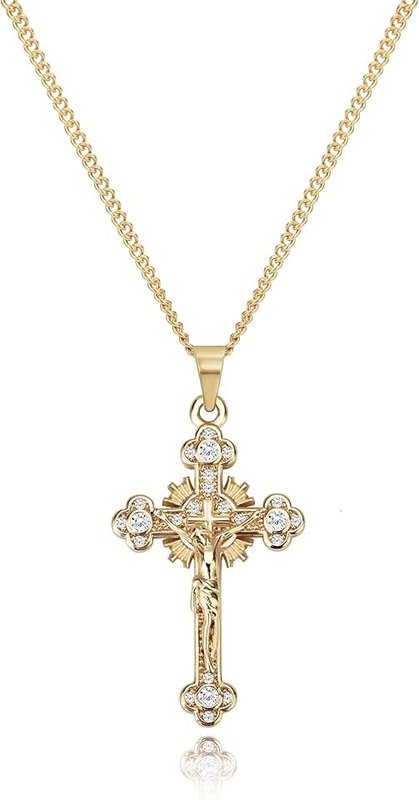 VAttract Cross Necklace for Women 18K Gold Plated Cross Pendant Choker Necklace