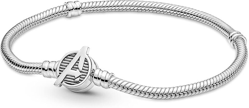 PANDORA Pandora Moments Marvel The Avengers Logo Clasp Snake Chain Bracelet, Sterling Silver