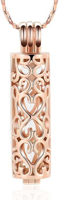 Imrsanl Cremation Jewelry Glass Hourglass for Ashes Container Vial Memorial Urn Pendant Necklace Stainless Steel Cylinder Bottle Glass Cremation Keepsake Jewelry