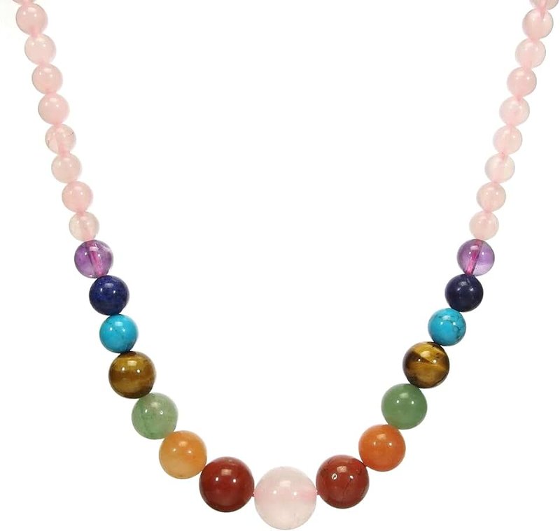 Ayriwoyi 7 Chakra Necklace for Women Natural Genuine Stone Necklace Bead Necklace Healing Crystal Colorful Handmade Graduated Necklace 20 inches Inspirational Gifts for Women