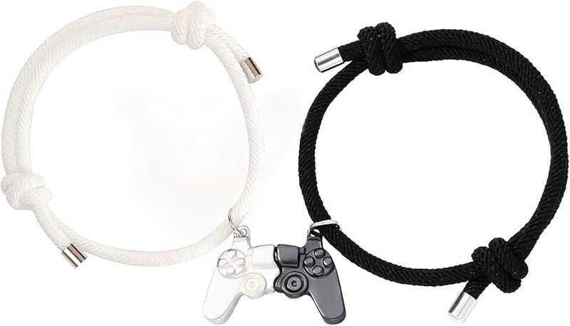 Siqian Couples Matching Bracelets Friendship Bracelets, Magnetic Matching Bracelets for Couples, Gifts for Gamers, Long Distance Touch Relationship Bracelets for Women Men Teen Girls Best Friends, 8 5 inch, Metal