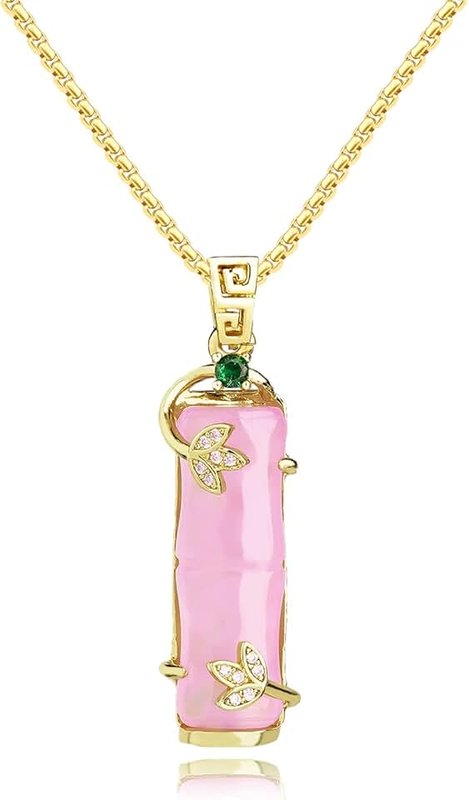 TIKCAUZ Jade Necklace Green Jade Pendant 18K Gold Plated Necklace Jade Crystal Jewelry for Women Green Crystal Necklace Jade Jewelry for Women Men Green Jewelry