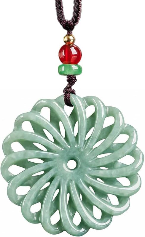 BJIMIDTI BJIMIDTI Natural Green Jade Necklaces for Women Good Luck Donut Jade Pendant Necklaces Amulet Jewelry Gifts