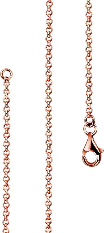 Lijoh 24k Rose Gold Pea Chain 925 Sterling Silver for Women, 1.7 mm Wide, Women's Necklace Gold-Plated in Length 42 45 50 60 70 80 90 cm LJ1011-4
