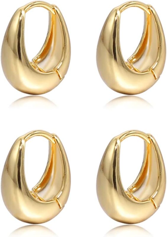 Krstudent Small Hoop Earrings for Women 18K Gold Plated Hoop Huggie Earrings for Women (set 1-1 pair)