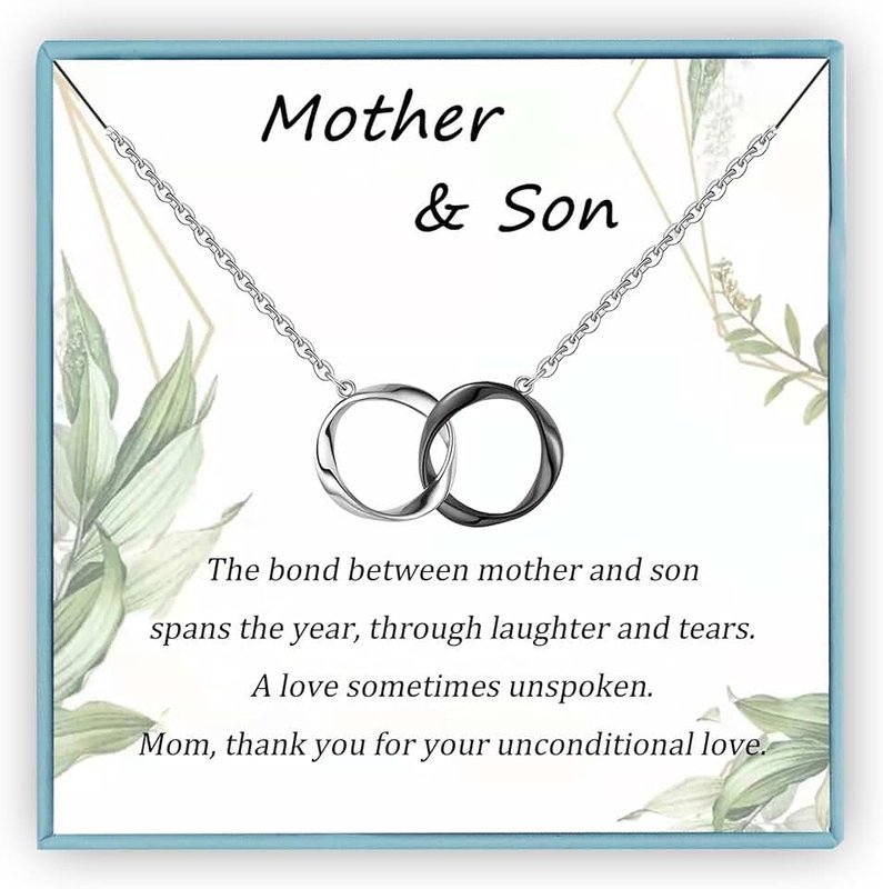Sereney Sterlng Silver Mother daughter necklace for mother & daughter gift, mother son necklace for mom birthday gift from son,mom necklace S925 circles mobius infinity jewerly for new mom to be from Sereney