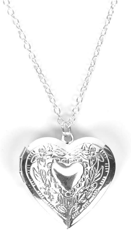 YALLNASL Heart Locket Necklace that Holds Pictures Silver Heart Shaped Locket Necklaces for Women Girls Photo Locket Necklaces Lockets for Women Kids Best Friends Gift