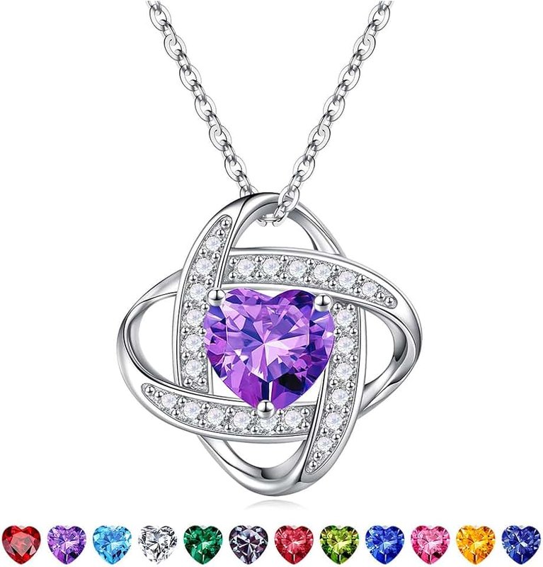 Iefil Easter Gifts for Women Wife - 925 Sterling Silver Love Knot Birthstone Necklace, Anniversary Birthday Gifts for Women, Jewelry Gift for Wife Mom Girlfriend Daughter, 18 inches, Sterling Silver