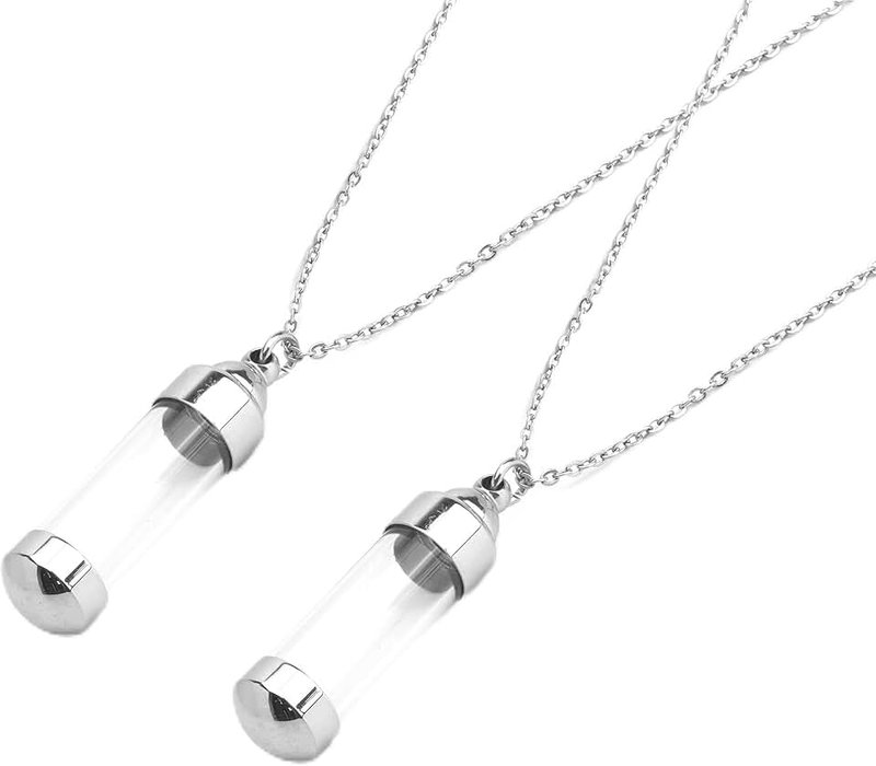 Marsrut 2X Blood Vial Necklace Kit, Cremation Urn Necklace for Ashes, Tube Necklace Pendant, Cremation Urns Jewelry for Ashes Holder Keepsake Memorial