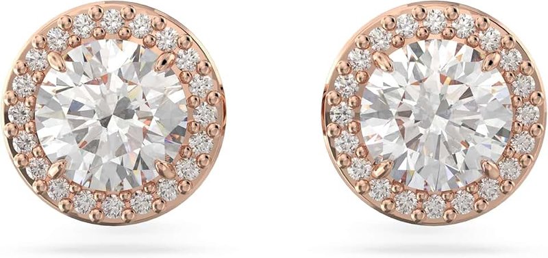 Swarovski Una Angelic Earrings Collection, White Round Cut and Pavé Crystals in a Rhodium or Rose Gold-Tone Plated Setting