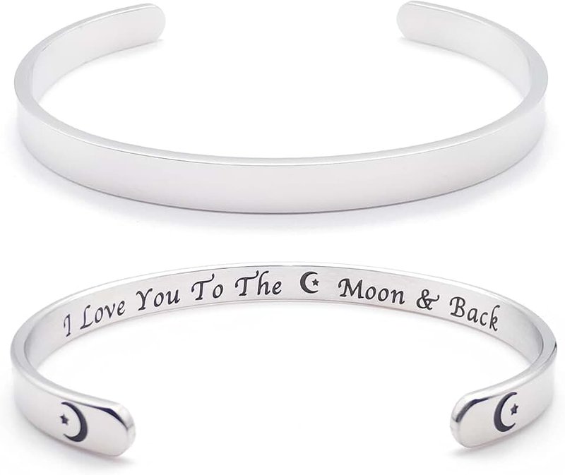 Horady Inspirational Bracelets for Women Personalized Jewelry Gifts Cuff Bracelet with Sayings Motivational Bracelet with Hidden Message Engraved Bangles for Best Friend/Mom/Daughter