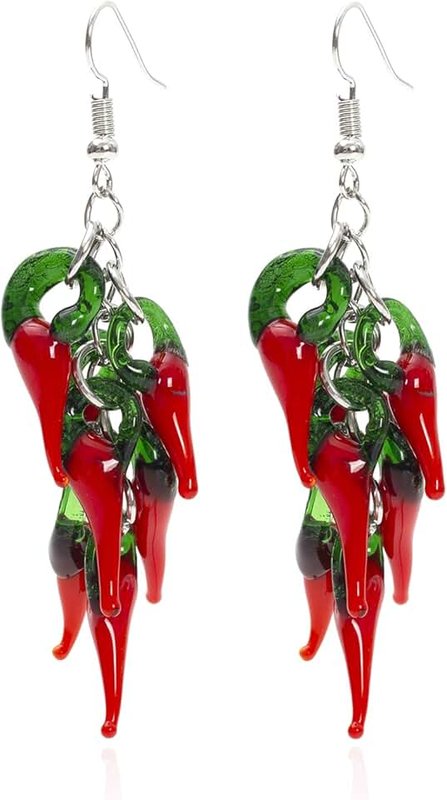 ZKBKJSPZJB Red Chili Hot Pepper Drop Earrings Funny Resin Simulation Vegetable Food Dangle Earring Hot Capsicum Statement Earring for Women Girl Jewelry