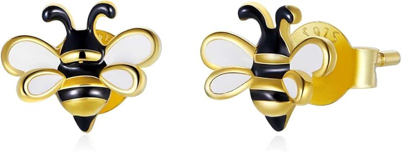 BABAMIA 925 Sterling Silver Animal Stud Earrings Hypoallergenic for Girls Bee Cat Dog Paw Earrings Hypoallergenic Tiny Lightweight Earring for Women Girls…