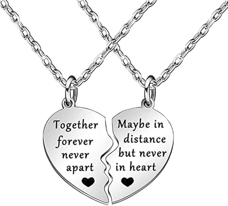 YALLNASL BFF Friendship Necklace Gift fors 2 Best Friends Matching Necklaces for Couples Heart Necklace for Boyfriend and Girlfriend Birthday Christmas Presents for Bestie Sisters