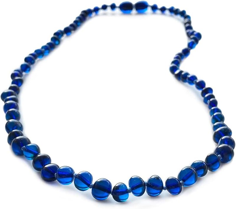 Amberistan Amberistan Amber Necklace for Women - HandMade Baltic Jewelry for Adult - 18 inch - 100% Genuine (Blue)