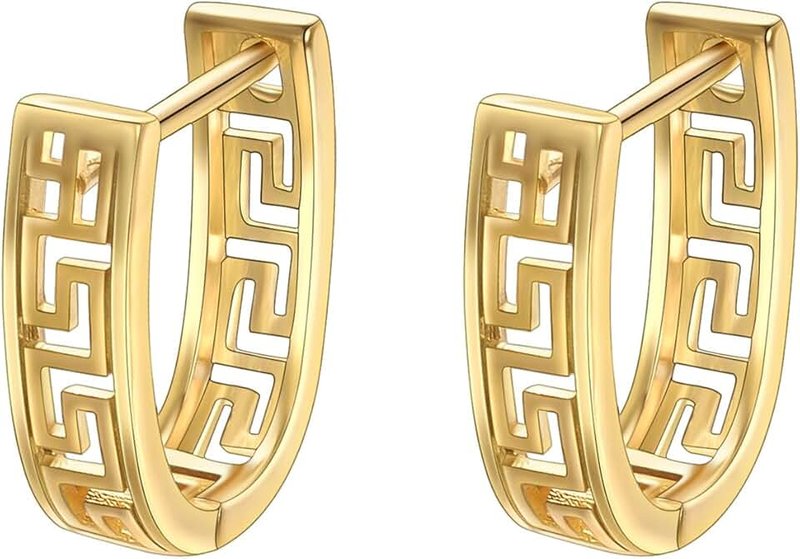 JOLCHIF JOLCHIF Huggie Hoop Earrings For Women 14K Gold Plated Hoop Twisted Greek Earrings Jewelry