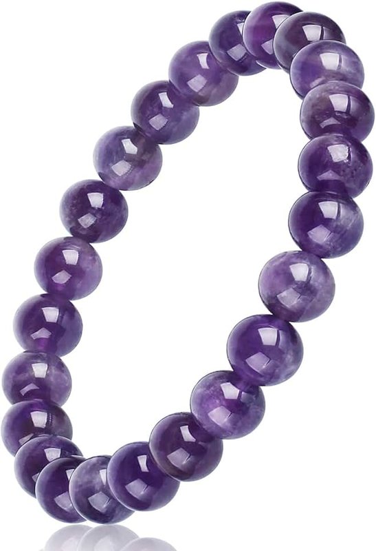 HOZEAL Handmade Amethyst Bracelet, Love Friendship Anxiety Healing Crystal Stone Protection Spiritual Amethyst Bracelet, Business Money Wealth Prosperity Good Luck Energy Beaded Bracelets for Men Women