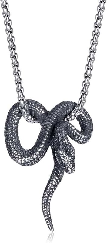 PEAS Punk Jewelry Necklace Stainless Steel Snake Pendant Necklace