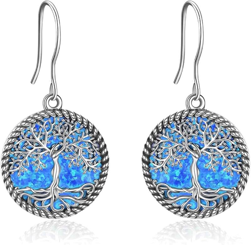 ONEFINITY Tree of Life Earrings Sterling Silver Tree of Life Abalone Shell Dangle Drop Earrings for Women Jewelry Gifts